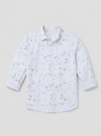 Men Shirt Print White Regular Fit
