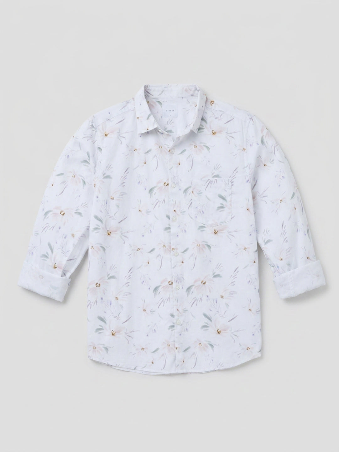 Men Shirt Print White Regular Fit