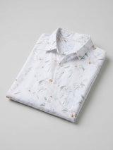 Men Shirt Print White Regular Fit