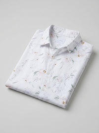 Men Shirt Print White Regular Fit