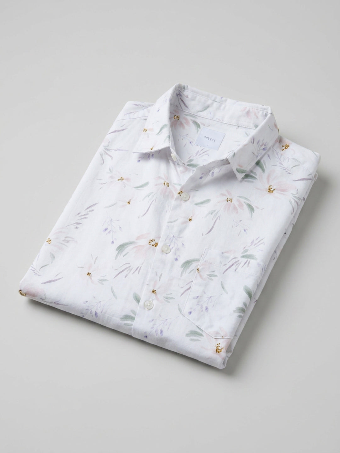 Men Shirt Print White Regular Fit