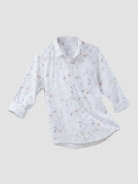 Men Shirt Print White Regular Fit