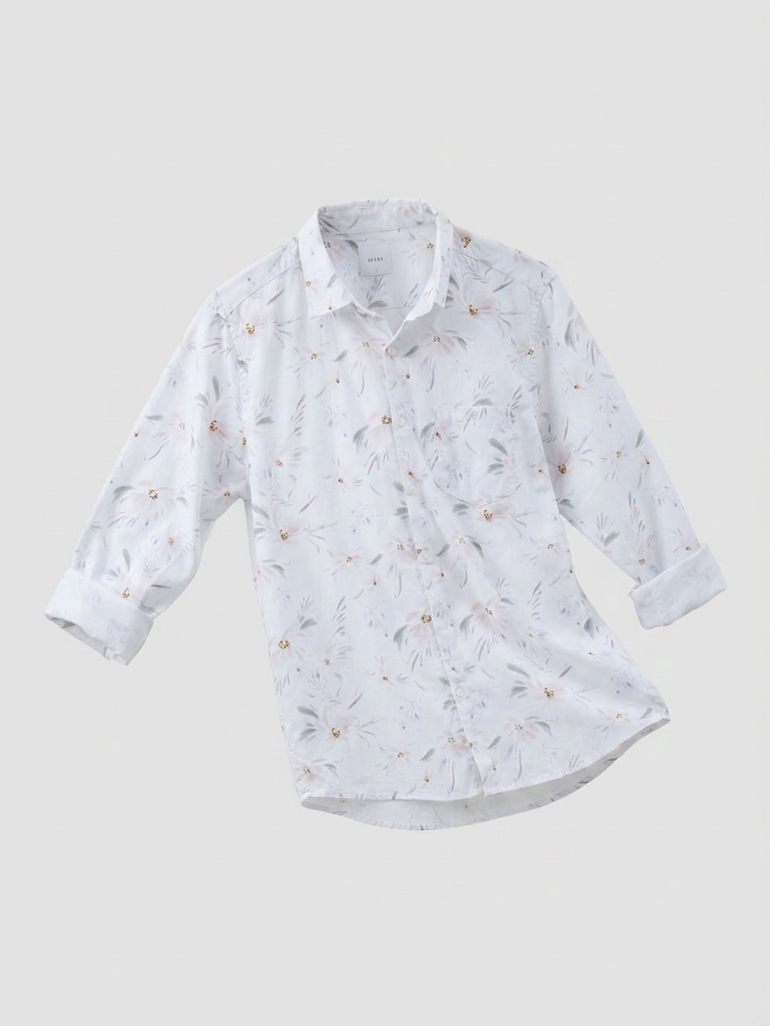 Men Shirt Print White Regular Fit