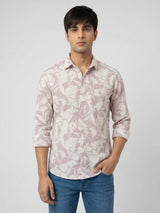 Men Shirt Print Pink Regular Fit