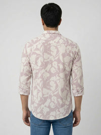 Men Shirt Print Pink Regular Fit