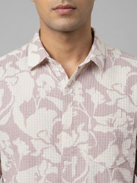 Men Shirt Print Pink Regular Fit