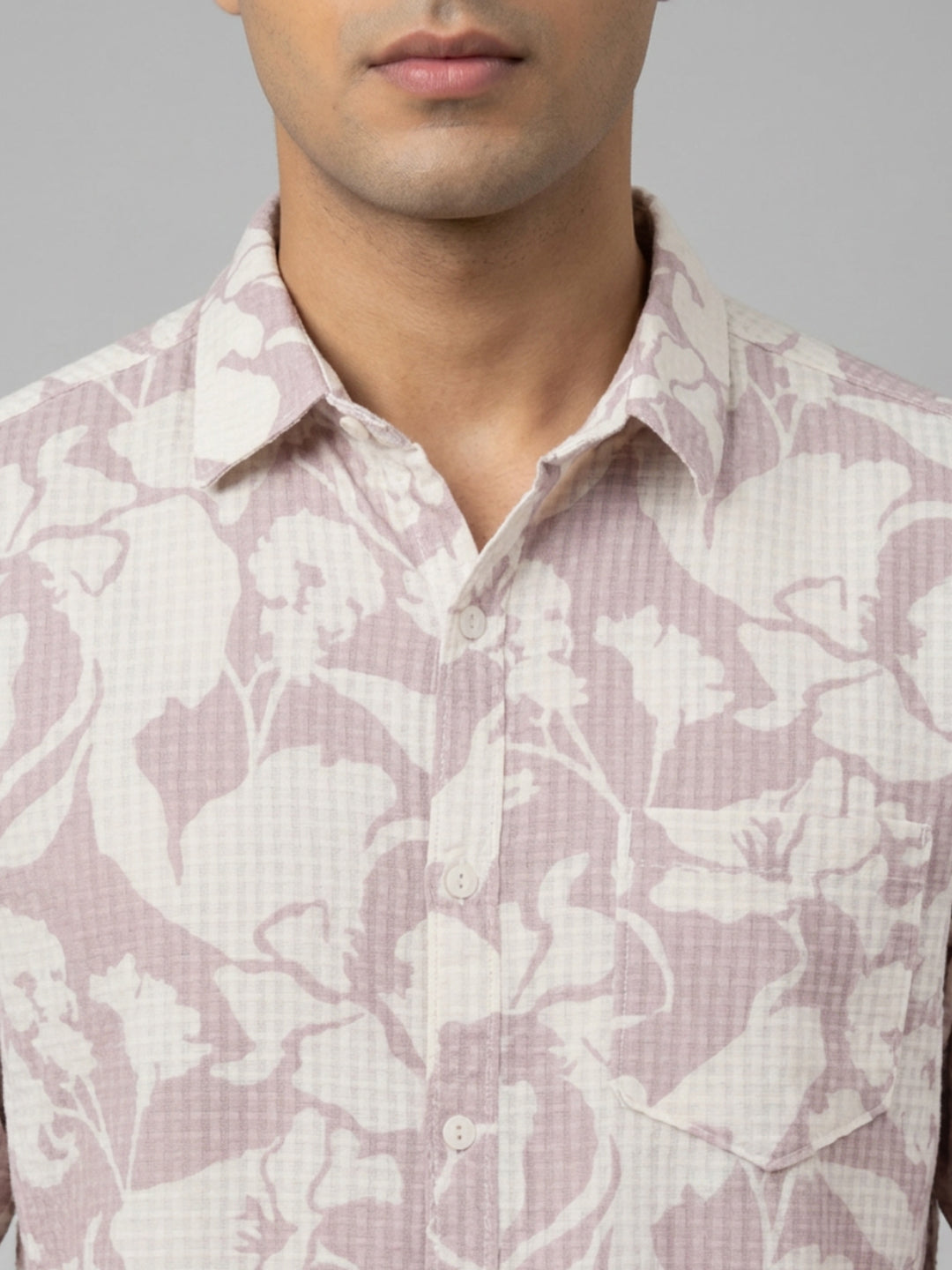 Men Shirt Print Pink Regular Fit