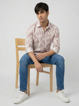 Men Shirt Print Pink Regular Fit