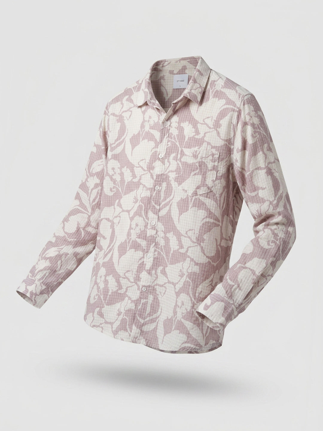 Men Shirt Print Pink Regular Fit