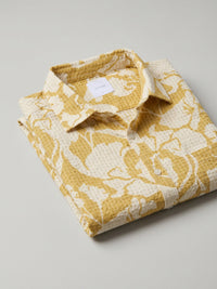 Men Shirt Print Yellow Regular Fit