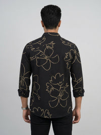 Men Shirt Print Black Regular Fit