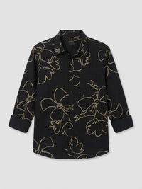 Men Shirt Print Black Regular Fit
