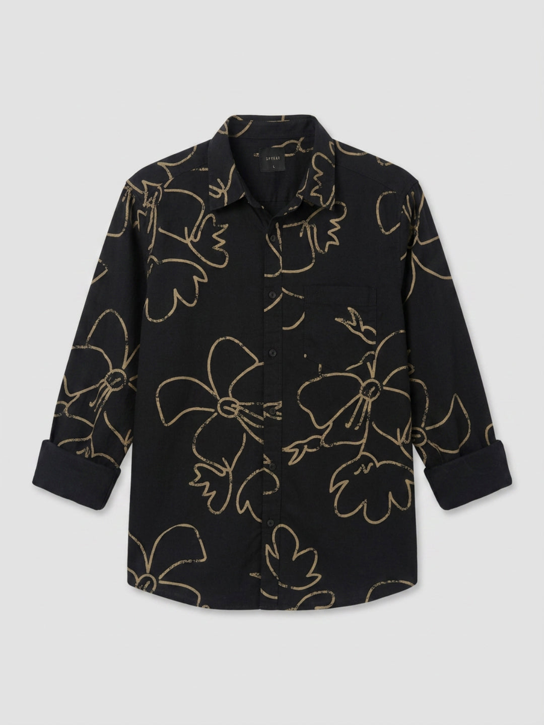 Men Shirt Print Black Regular Fit