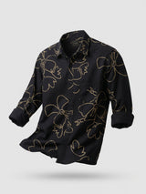 Men Shirt Print Black Regular Fit