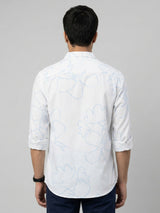 Men Shirt Print White Regular Fit