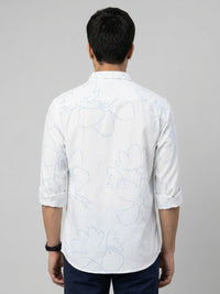 Men Shirt Print White Regular Fit