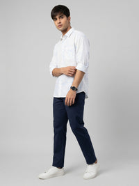 Men Shirt Print White Regular Fit