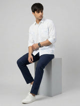 Men Shirt Print White Regular Fit