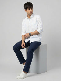 Men Shirt Print White Regular Fit