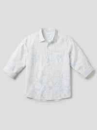 Men Shirt Print White Regular Fit