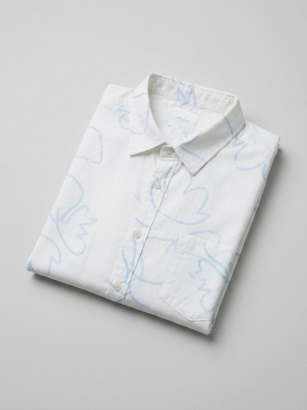 Men Shirt Print White Regular Fit