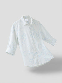 Men Shirt Print White Regular Fit