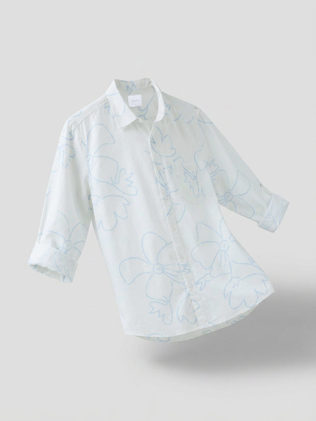 Men Shirt Print White Regular Fit