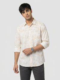 Men Shirt Print Off-White Regular Fit