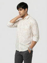 Men Shirt Print Off-White Regular Fit