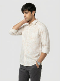 Men Shirt Print Off-White Regular Fit