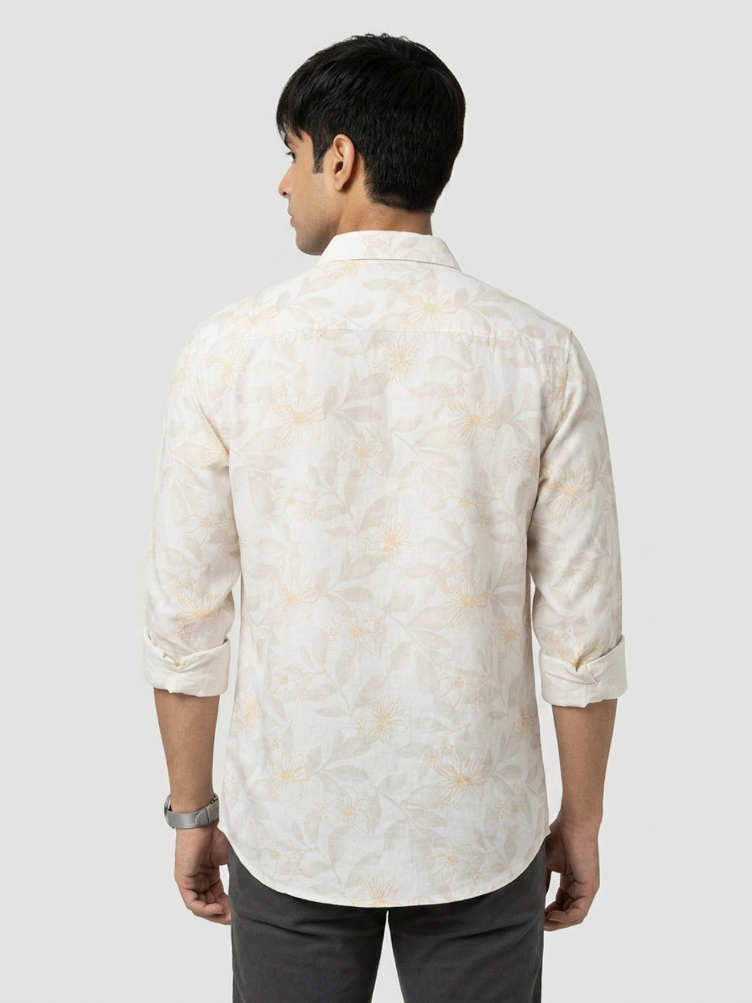 Men Shirt Print Off-White Regular Fit