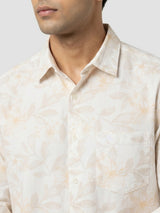 Men Shirt Print Off-White Regular Fit