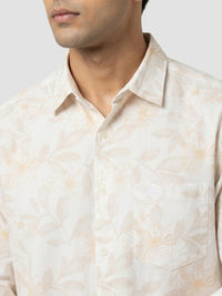 Men Shirt Print Off-White Regular Fit