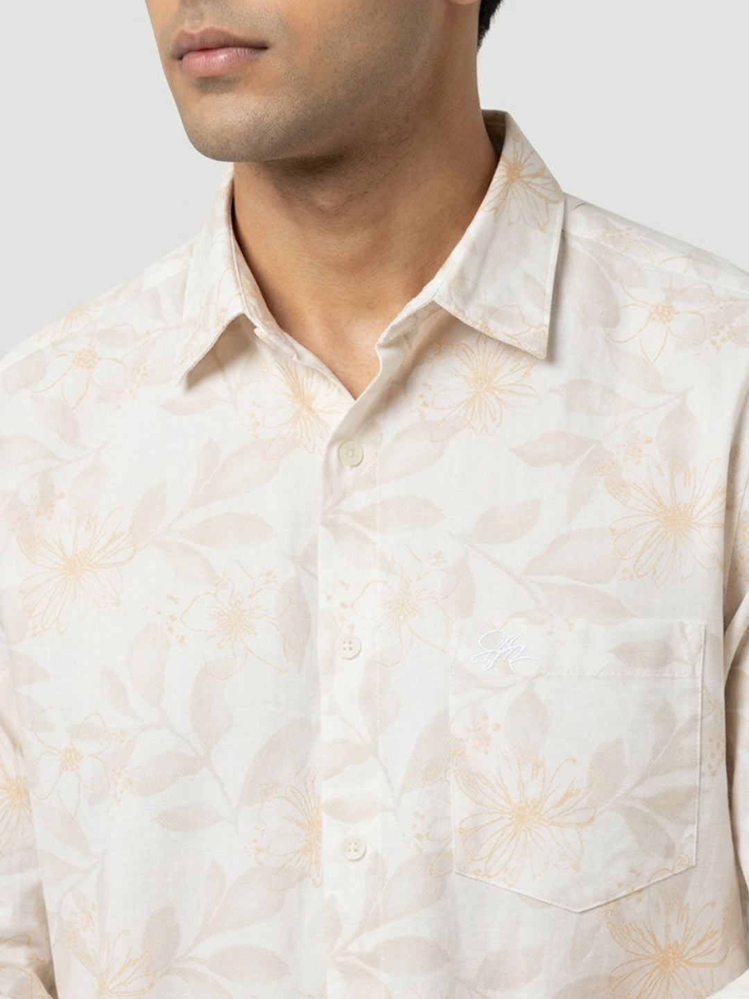 Men Shirt Print Off-White Regular Fit