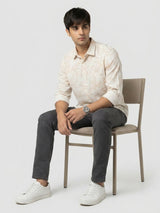 Men Shirt Print Off-White Regular Fit