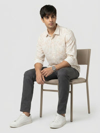 Men Shirt Print Off-White Regular Fit
