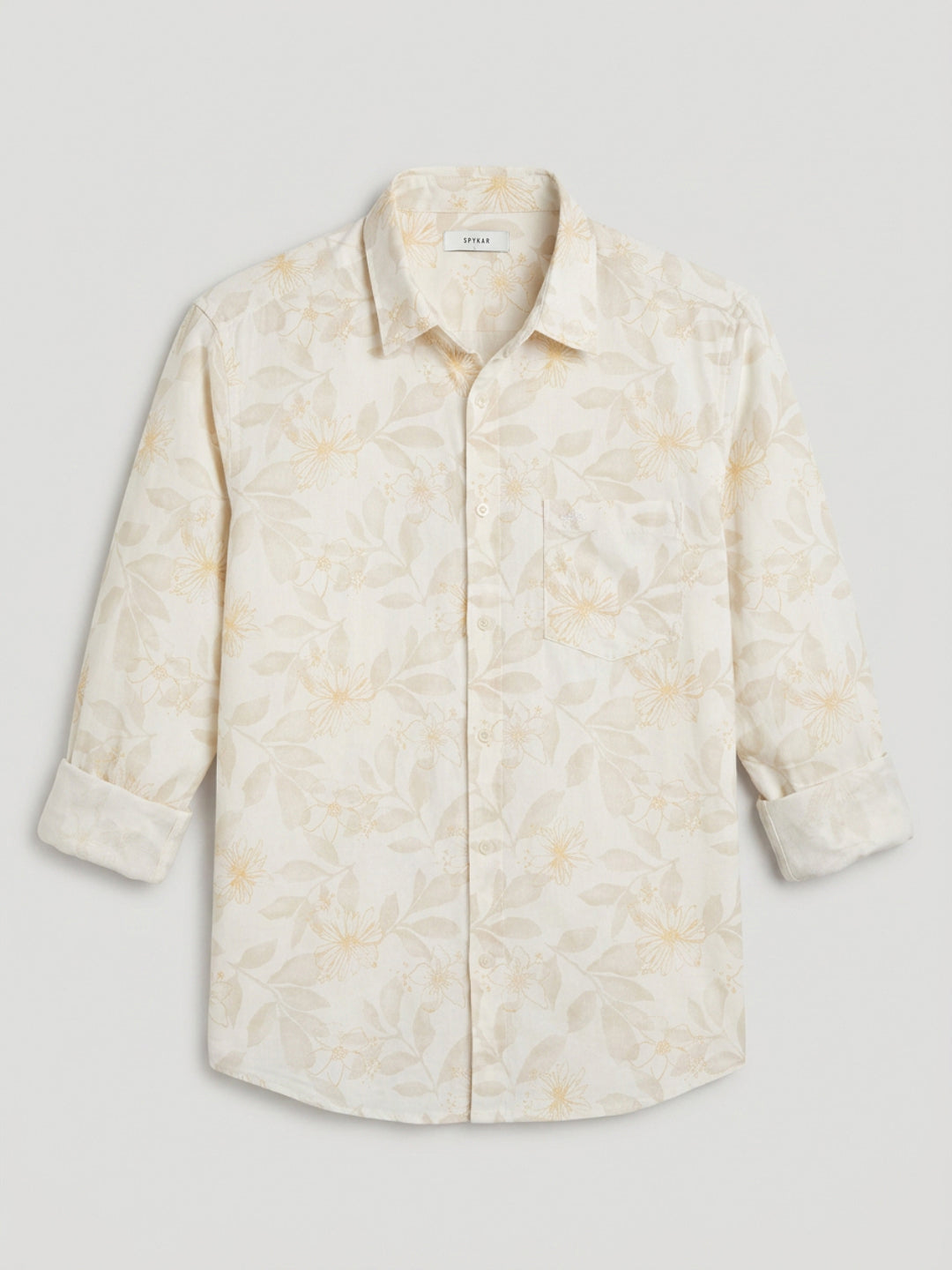 Men Shirt Print Off-White Regular Fit
