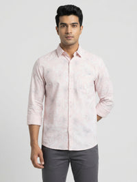 Men Shirt Print Pink Regular Fit