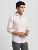 Men Shirt Print Pink Regular Fit