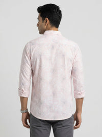 Men Shirt Print Pink Regular Fit