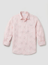 Men Shirt Print Pink Regular Fit