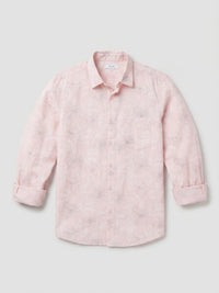 Men Shirt Print Pink Regular Fit