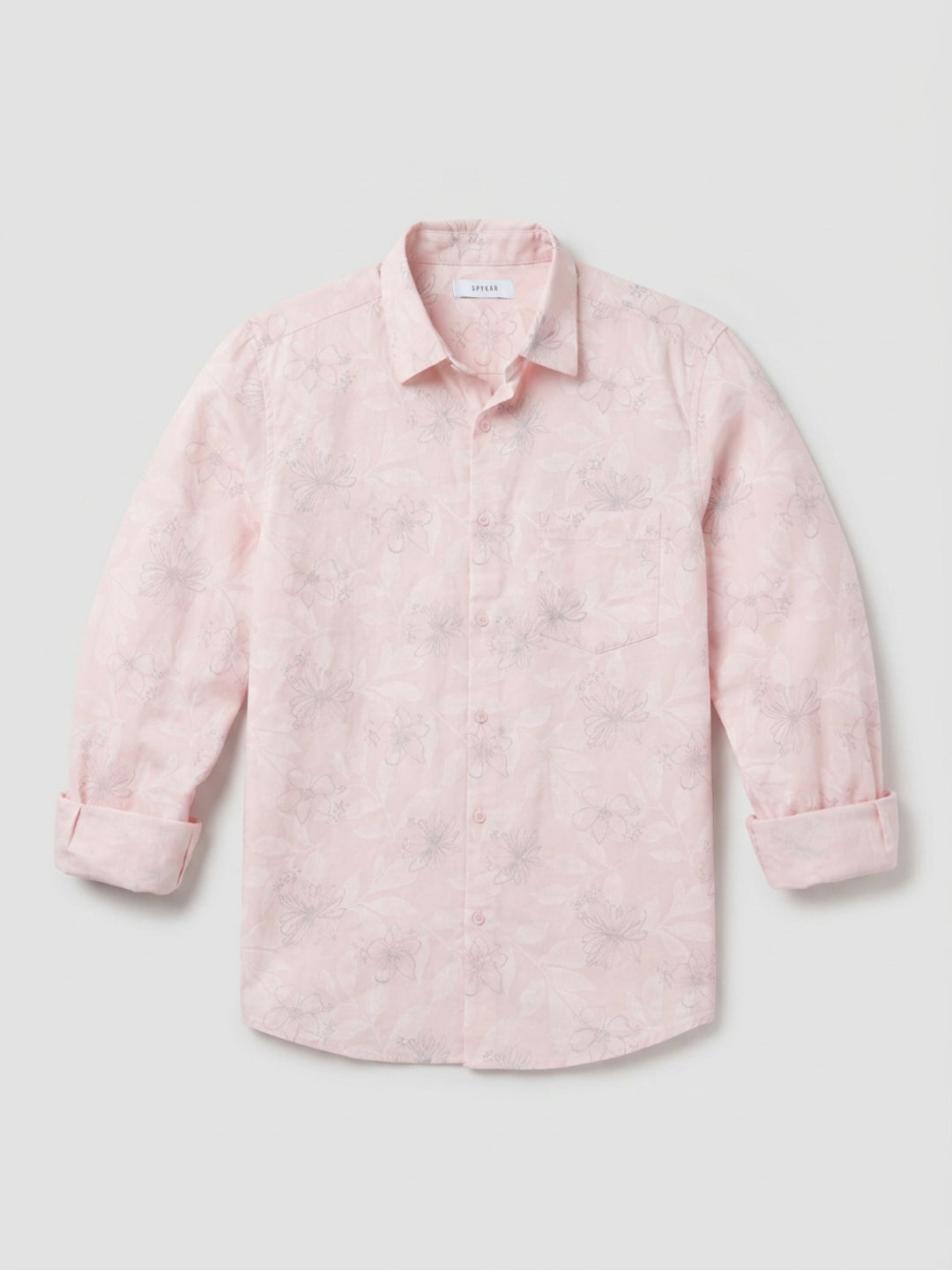 Men Shirt Print Pink Regular Fit