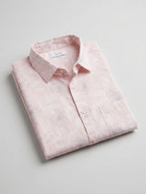 Men Shirt Print Pink Regular Fit