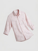 Men Shirt Print Pink Regular Fit