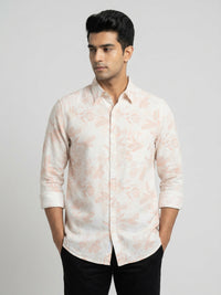 Men Shirt Print Off-White Regular Fit
