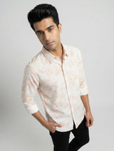 Men Shirt Print Off-White Regular Fit