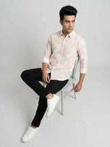 Men Shirt Print Off-White Regular Fit