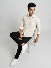 Men Shirt Print Off-White Regular Fit