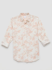 Men Shirt Print Off-White Regular Fit